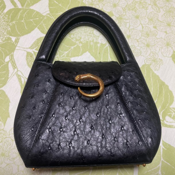 カルティエ オーストリッチ ハンドバッグ ブラック パンサー
