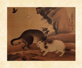 谷文晁 猫蝶図 掛軸