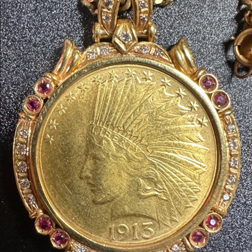 1913年インディアンヘッド 10ドル金貨コインペンダント