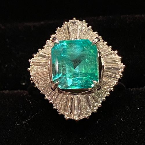 天然エメラルド天然ダイヤリング 3.53ct / D1.22ct / Pt900