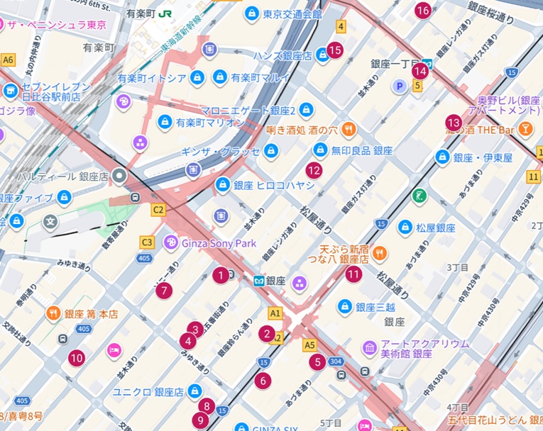 銀座駅周辺のGoogle画像
