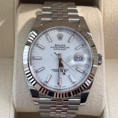 デイトジャスト41 ステンレスホワイトゴールド　フルジュビホワイト文字盤