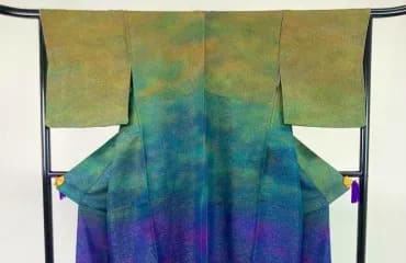 二代目久保田一竹 一竹辻が花 暈し染め 金通し
