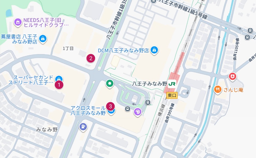 八王子みなみ野周辺Googleマップ画像