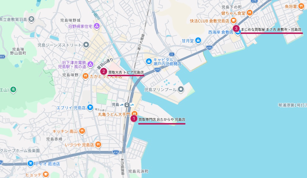 児島駅周辺Googleマップ画像