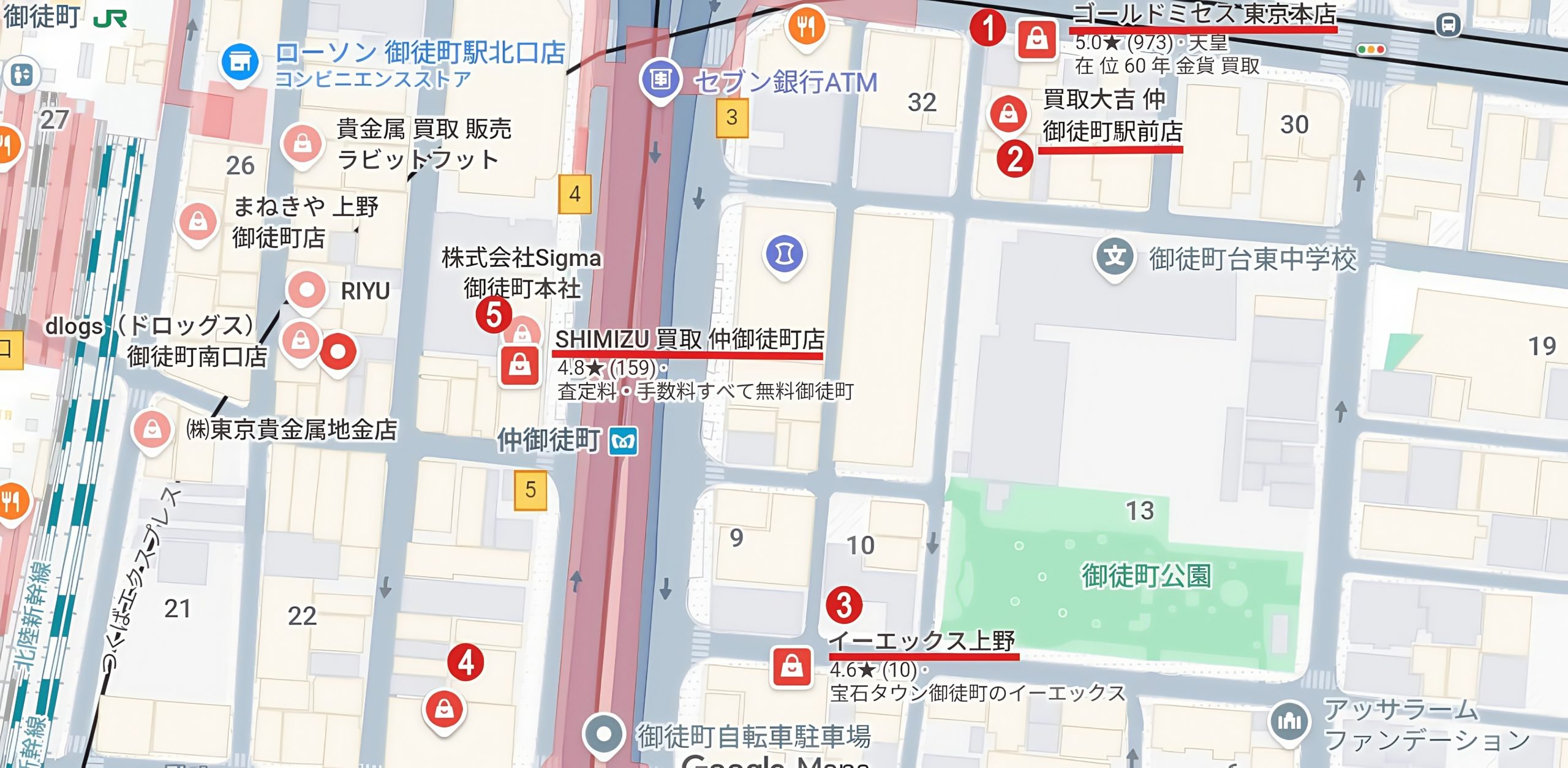 仲御徒町駅周辺