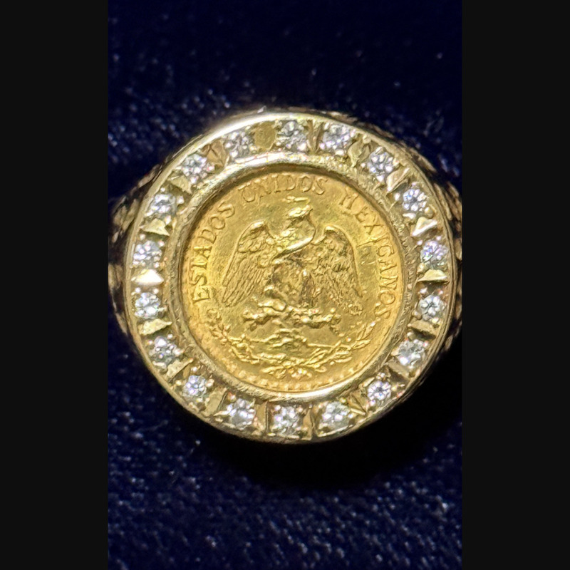 メキシコ2ペソ金貨ダイヤリング