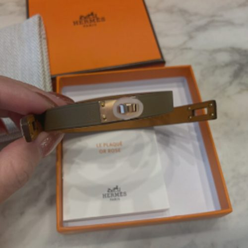 エルメス　ブレスレット　エトゥープ　　ローズゴールド金具