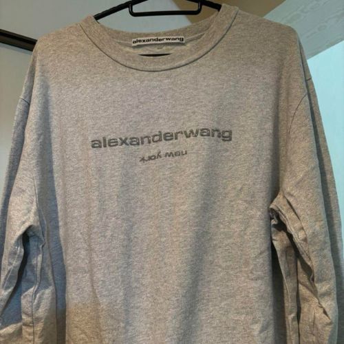 Alexanderwang グレーグリッター長袖Tシャツ