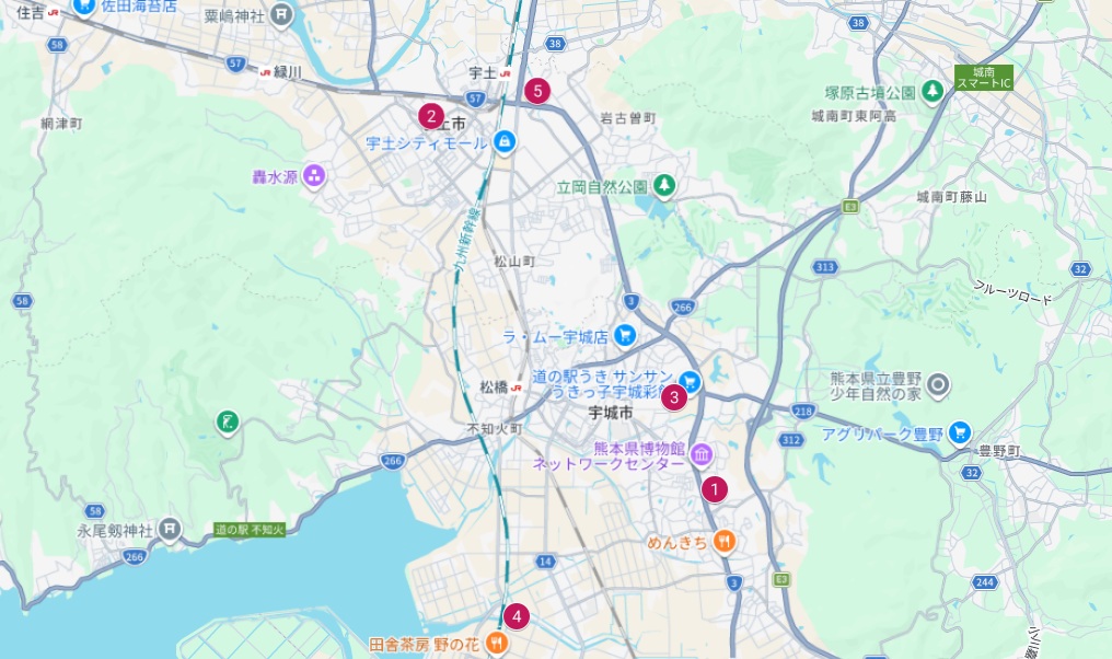 熊本県央エリアGoogleマップ画像