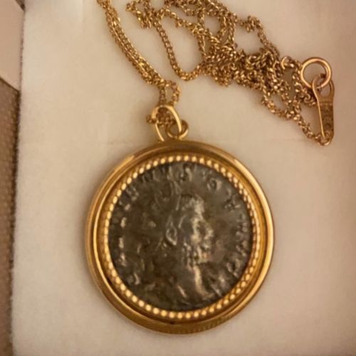 古代ローマ帝国 18金枠コインペンダント コンモドゥス帝