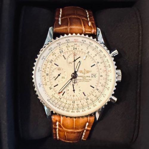 ブライトリングナビタイマークロコ型押し茶革ベルト