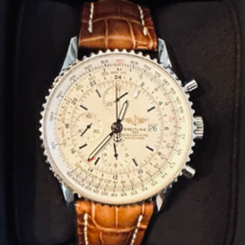 ブライトリングナビタイマークロコ型押し茶革ベルト