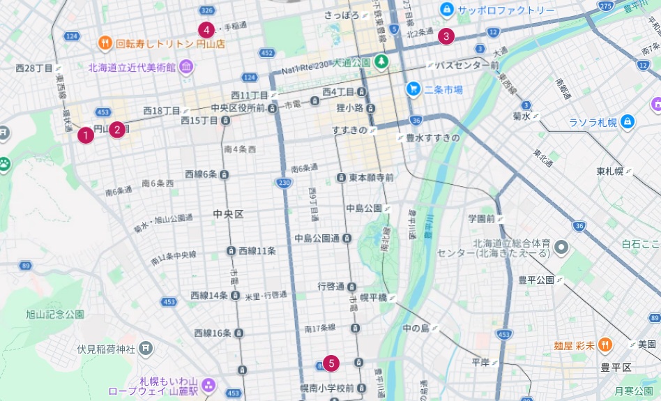 札幌市中央区Googleマップ画像