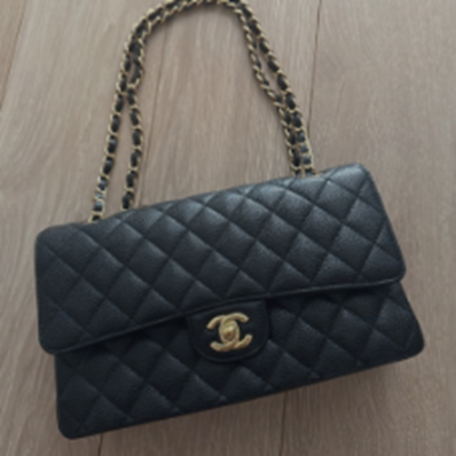 クラシックスモールハンドバック　ブラック グレインド カーフスキン