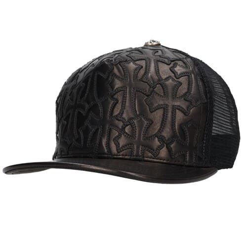 クロムハーツ TRUCKER CAP CEME セメタリートラッカー レザーセメタリークロスパッチキャップ