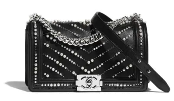 BOY CHANEL ハンドバッグ カーフスキン＆コスチューム パール ブラック