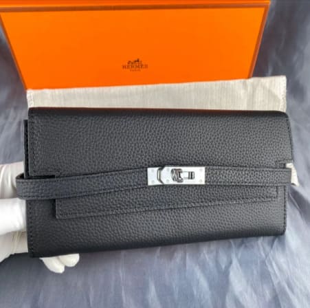 新品エルメス　長財布　ケリーウォレット シェーブル エトゥープ シルバ