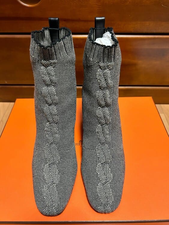 HERMES(エルメス) ショートブーツ ヴォルヴェール ダークグレー×黒