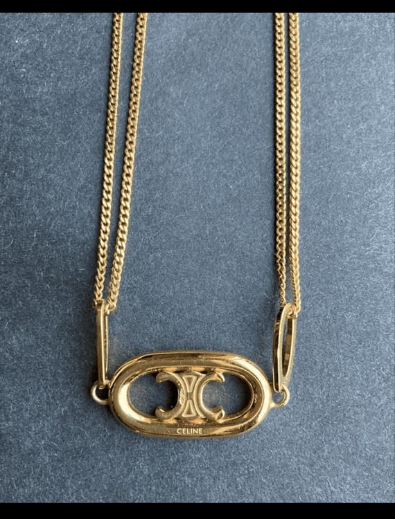セリーヌトリオンフネックレスダブルチェーン