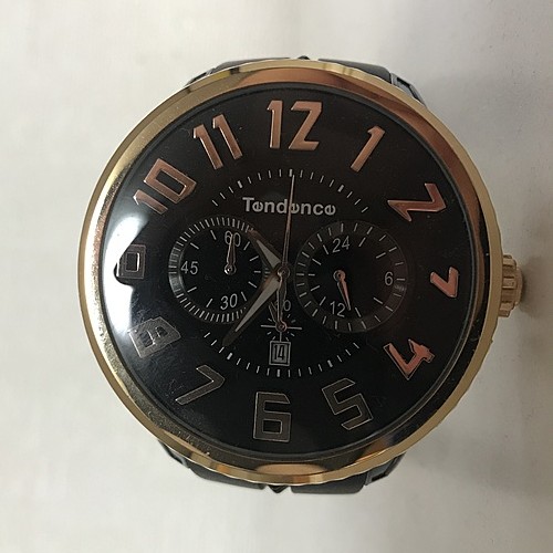 テンデンス ガリバーラウンド ブラック文字盤 デイト クロノ