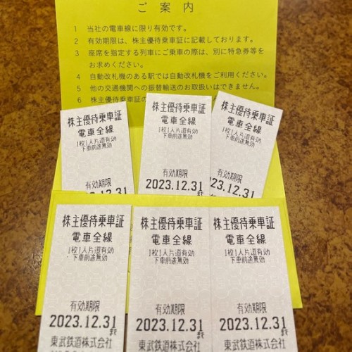 東武鉄道株主優待乗車証 6枚