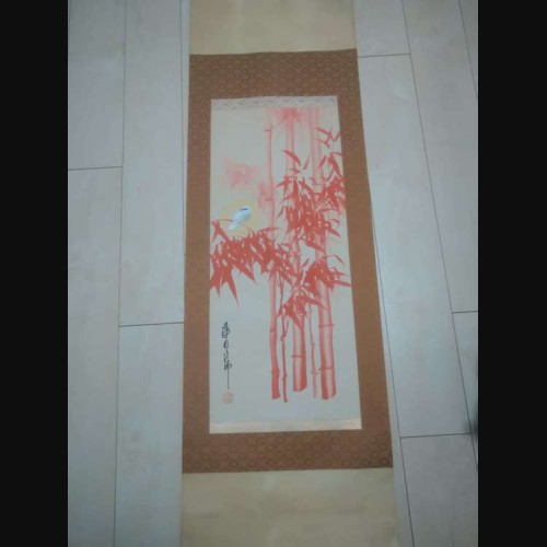 森田梅泉 掛け軸 旭日飛鶴