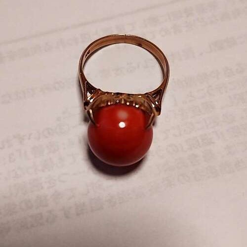 珊瑚18金リング
