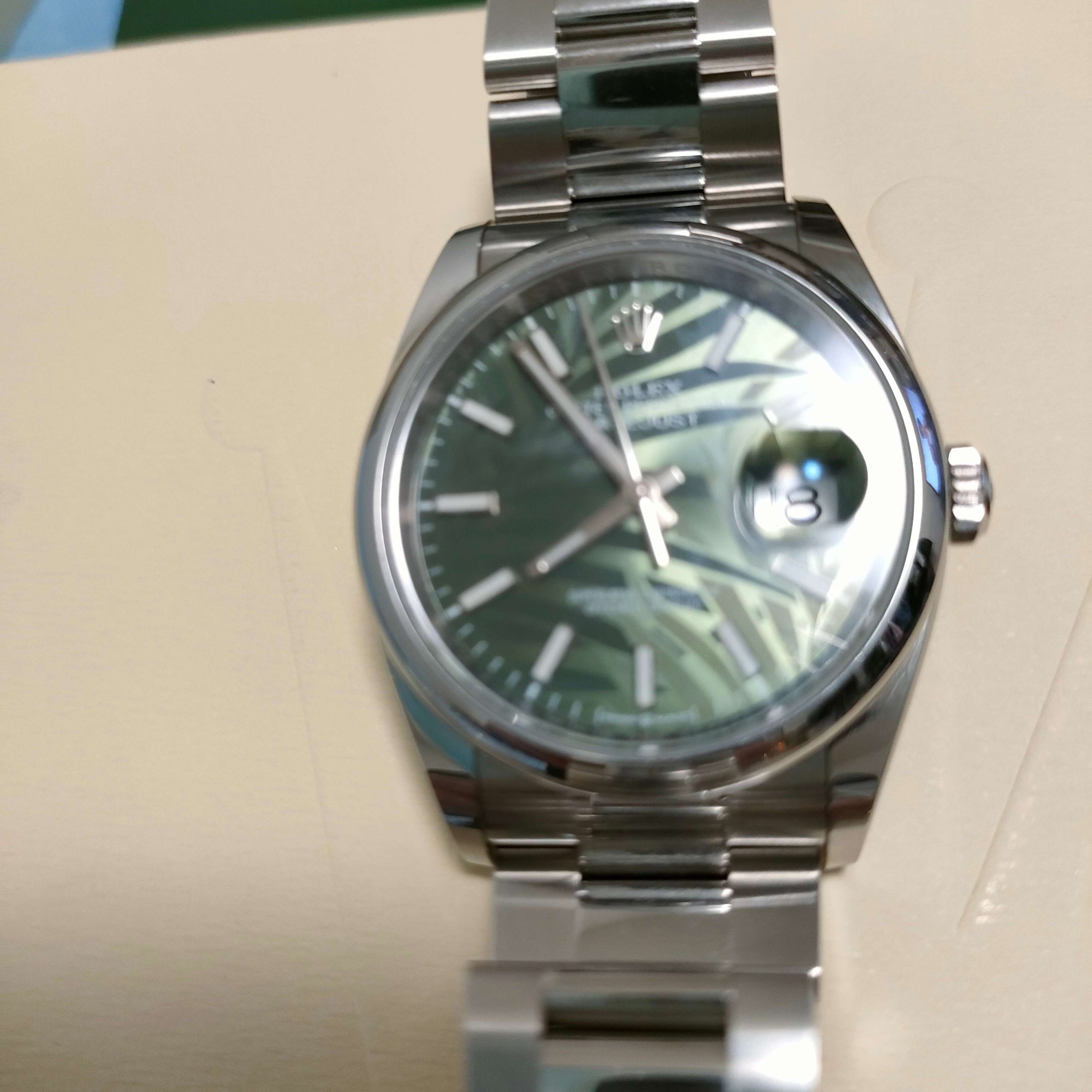 ロレックス デイトジャスト　オリーブ　パーム