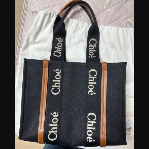 クロエ リネン製ウッディトートバッグ