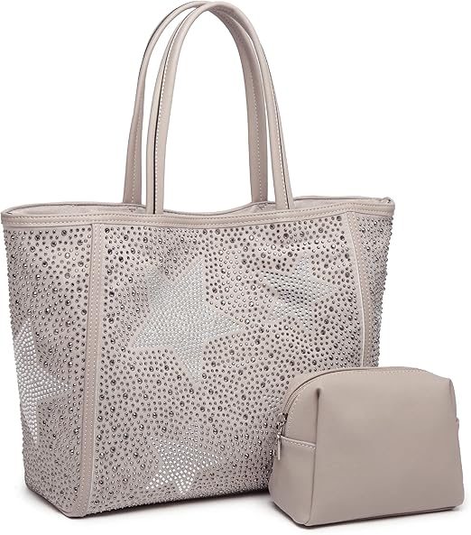 グッシオ ゴールド 星柄トートバッグ ラインストーン スタッズ ポーチ付き 2点セット