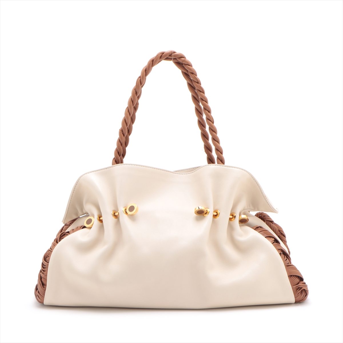 レザー ハンドバッグ ホワイトの画像