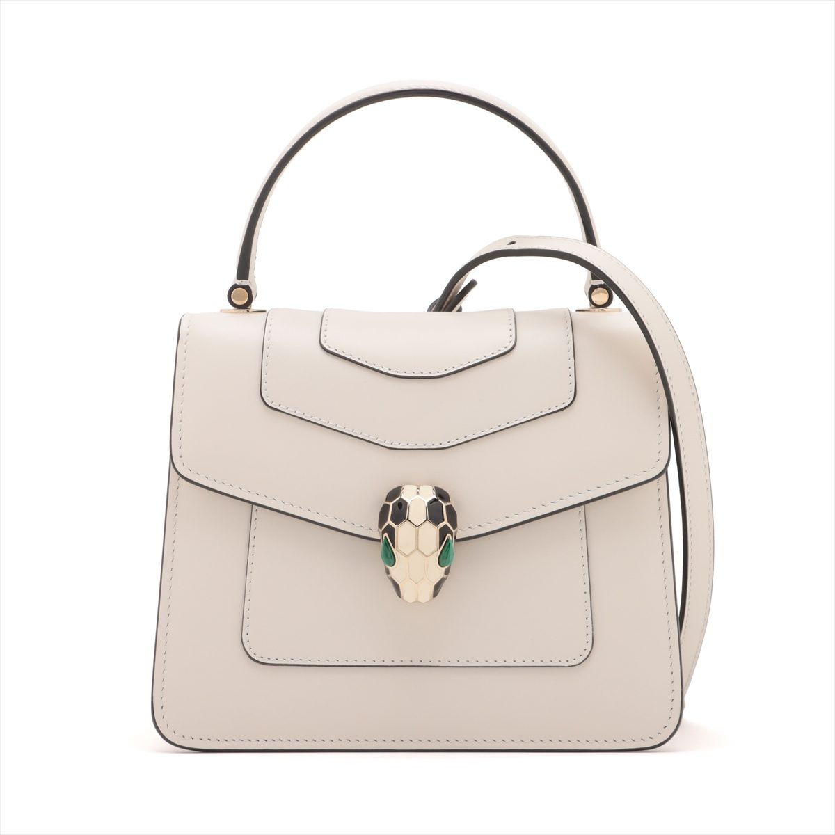 セルペンティ レザー 2WAYハンドバッグ ホワイトの画像