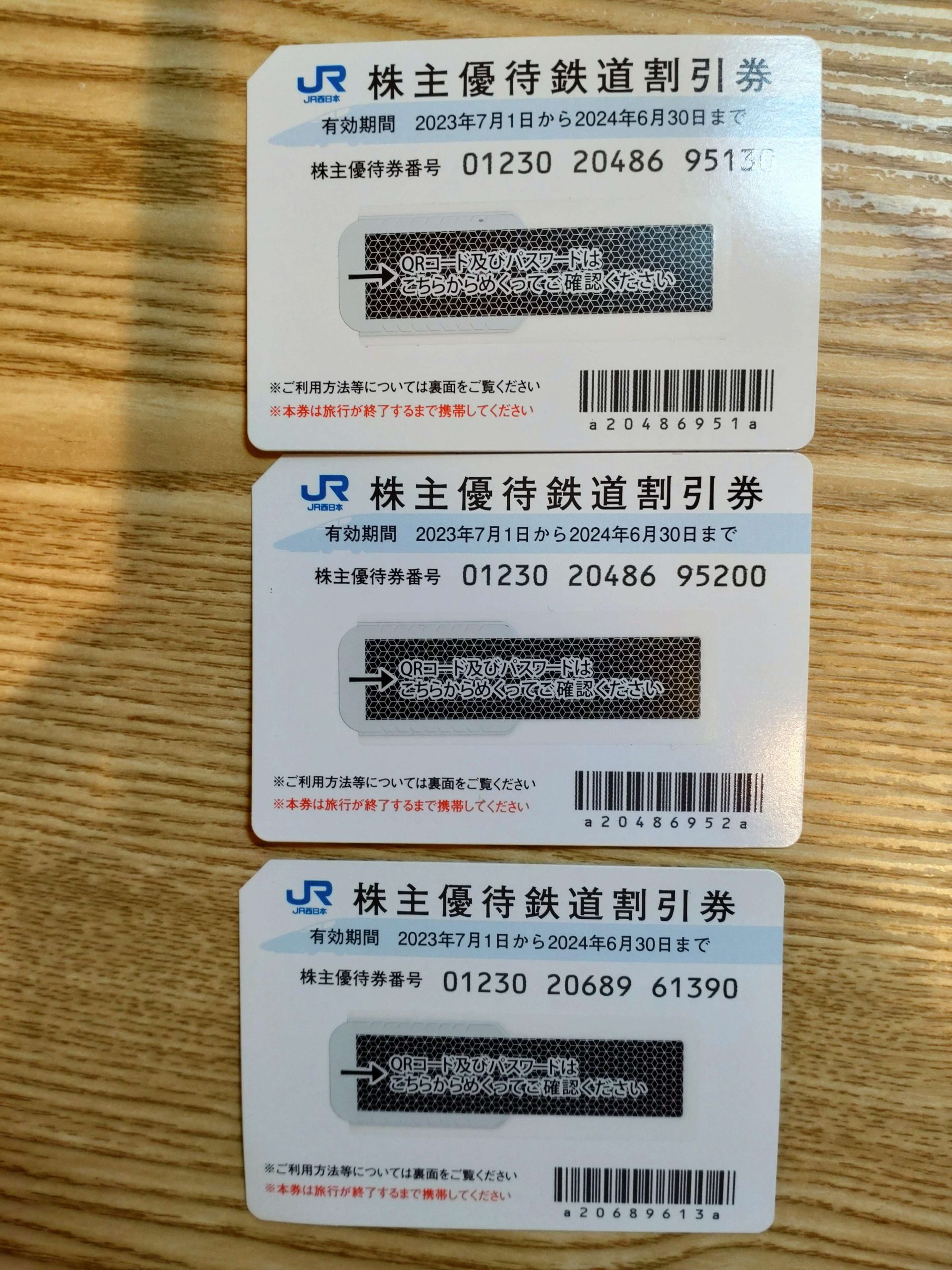 JR西日本株主優待券