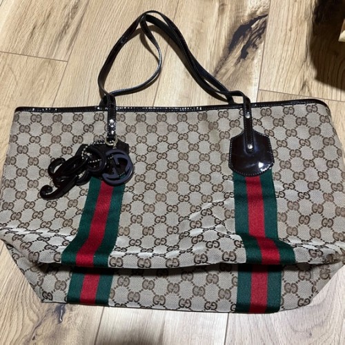 GGキャンバス レザー トートバッグ シェリーライン