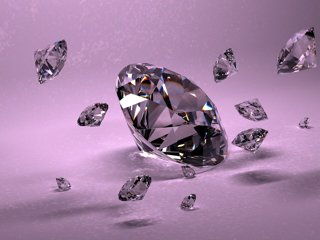 大きなダイヤモンドの周りに小さなダイヤモンドが散りばめられている様子