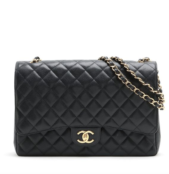 デカマトラッセ キャビアスキン ダブルフラップ　ダブルチェーンバッグ