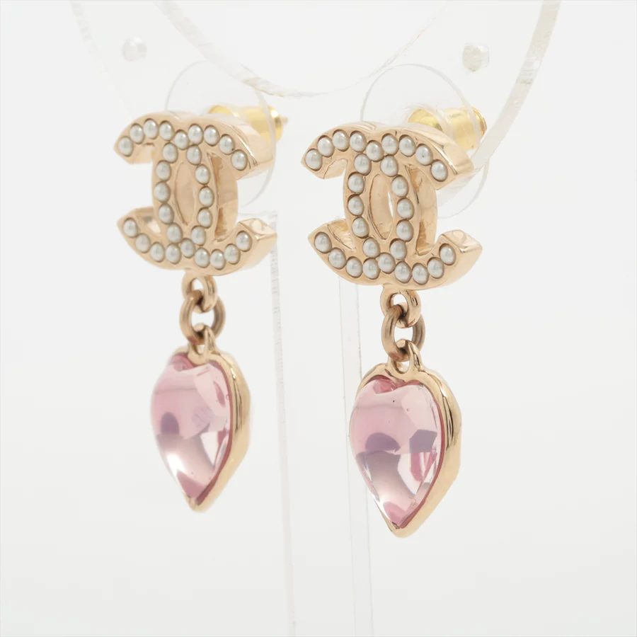 シャネル ココマークピアスGP×フェイクパール×カラーストーン