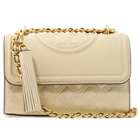 トリーバーチのキルティング レザー タッセル付き ショルダーバッグの画像