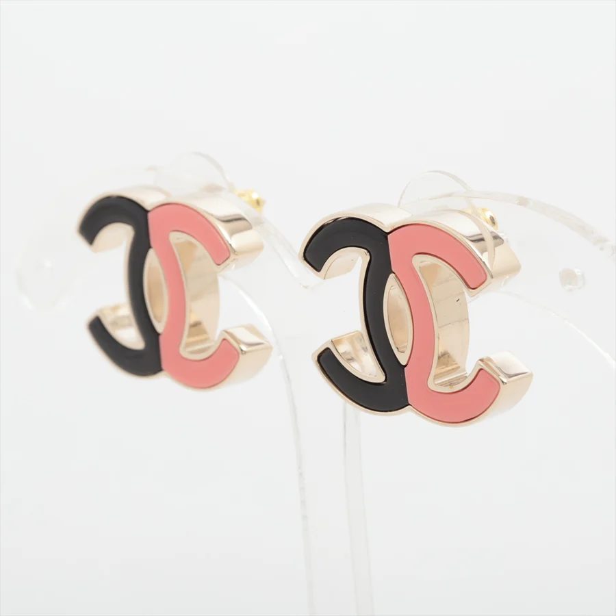 シャネル ココマーク ピアスGP ブラック×ピンク