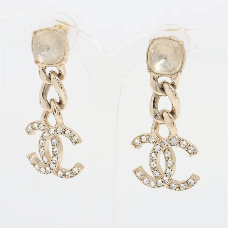シャネル ココマークピアス GP×ラインストーン