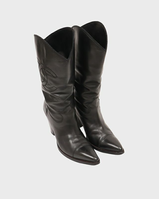 CHANEL COCOステッチウエスタンブーツ