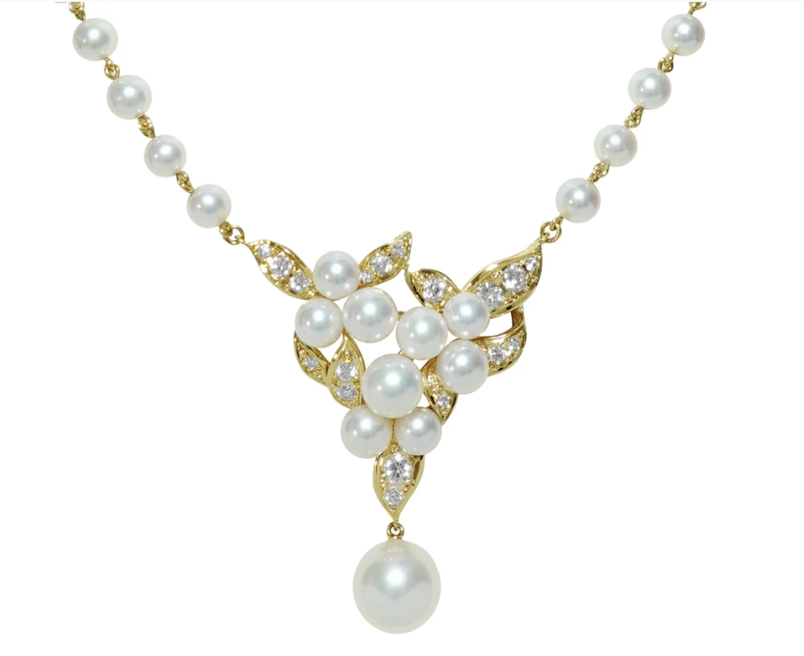パール ダイヤ K18 ネックレスの画像