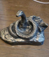 北村西望 作銀製蛇大理石土台付きの画像