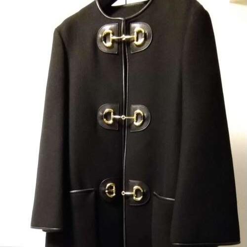 GUCCI 594821 ウール ホースビット ノーカラーロング コート