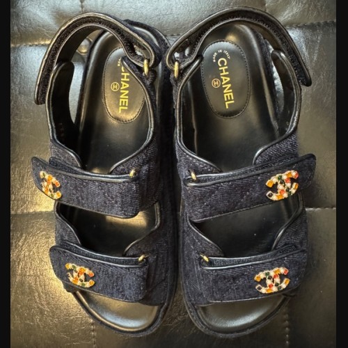 CHANEL ネイビーフットベットサンダル