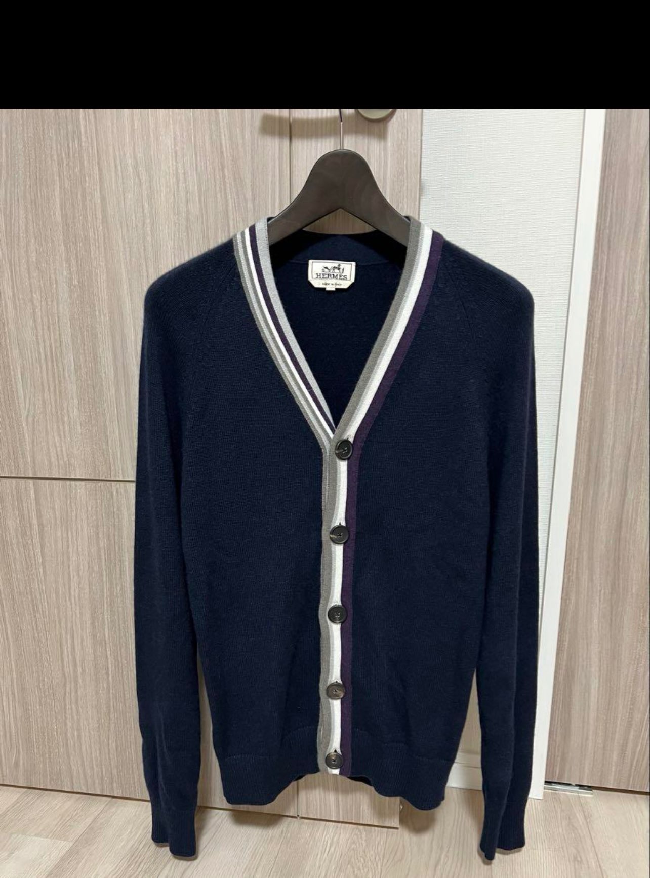 HERMES エルメス　カーディガン　アシンメトリーストライプ　サイズS