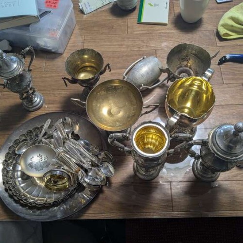 銀皿、銀スプーン、銀杯等