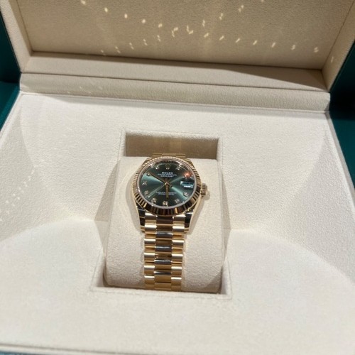 レディデイトジャスト31 イエローゴールド グリーン文字盤 10Pダイヤ