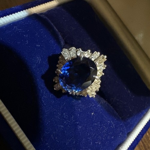 サファイア メレダイヤ付きプラチナ900リング